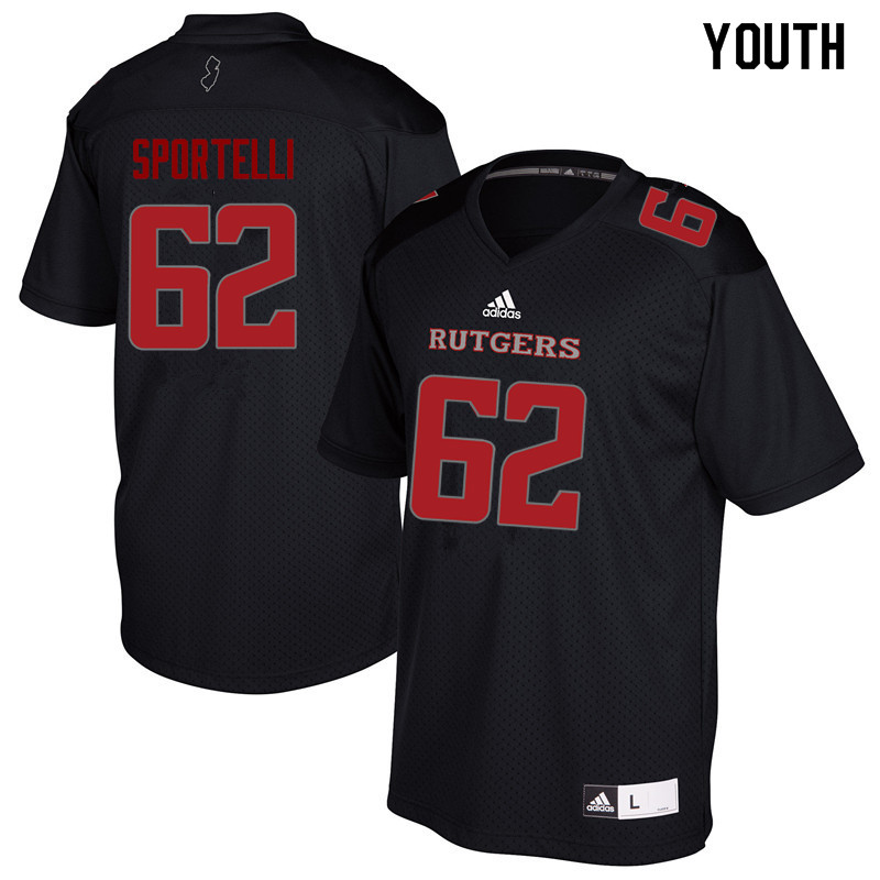 Youth #62 Matthew Sportelli Rutgers Scarlet Knights College Football Jerseys Sale-Black